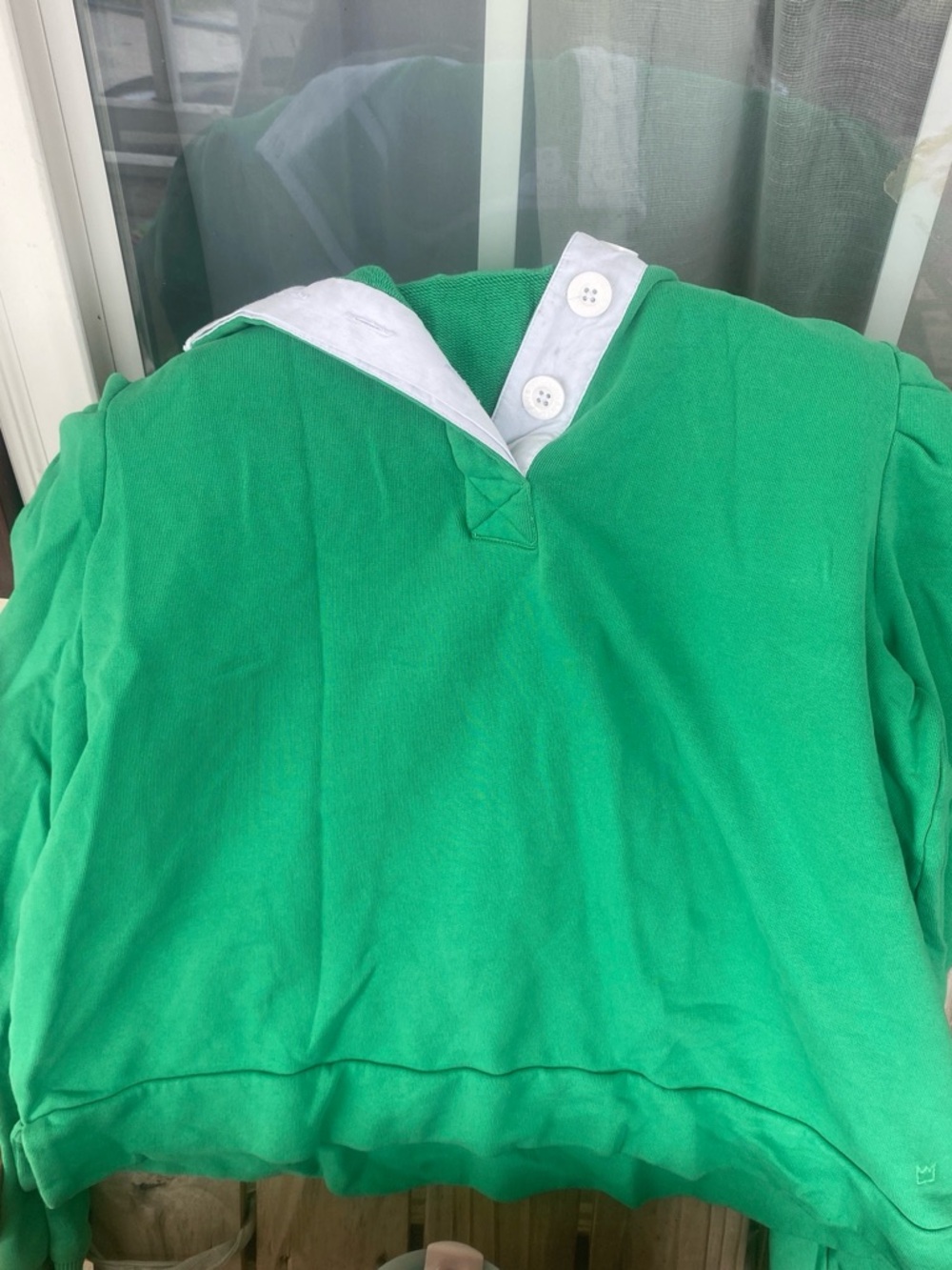 crown & ivy Green Sweatshirt with White Trim